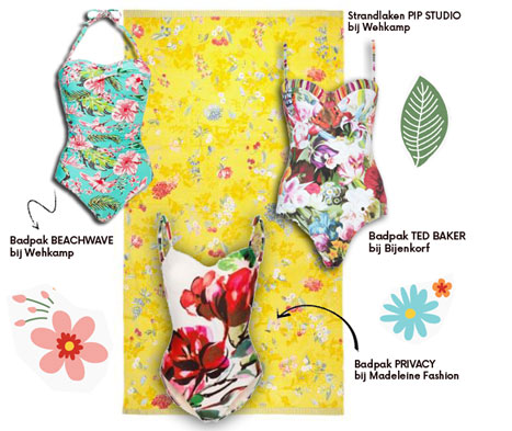 badpakken met bloemenprints